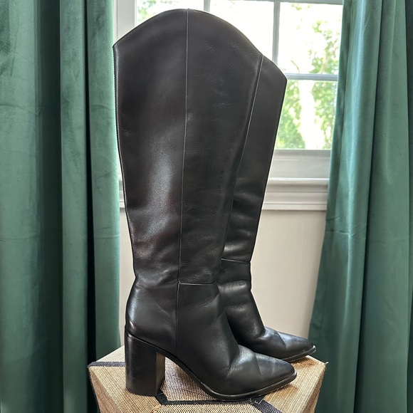 Black western style knee high boot - Picture 2 of 6